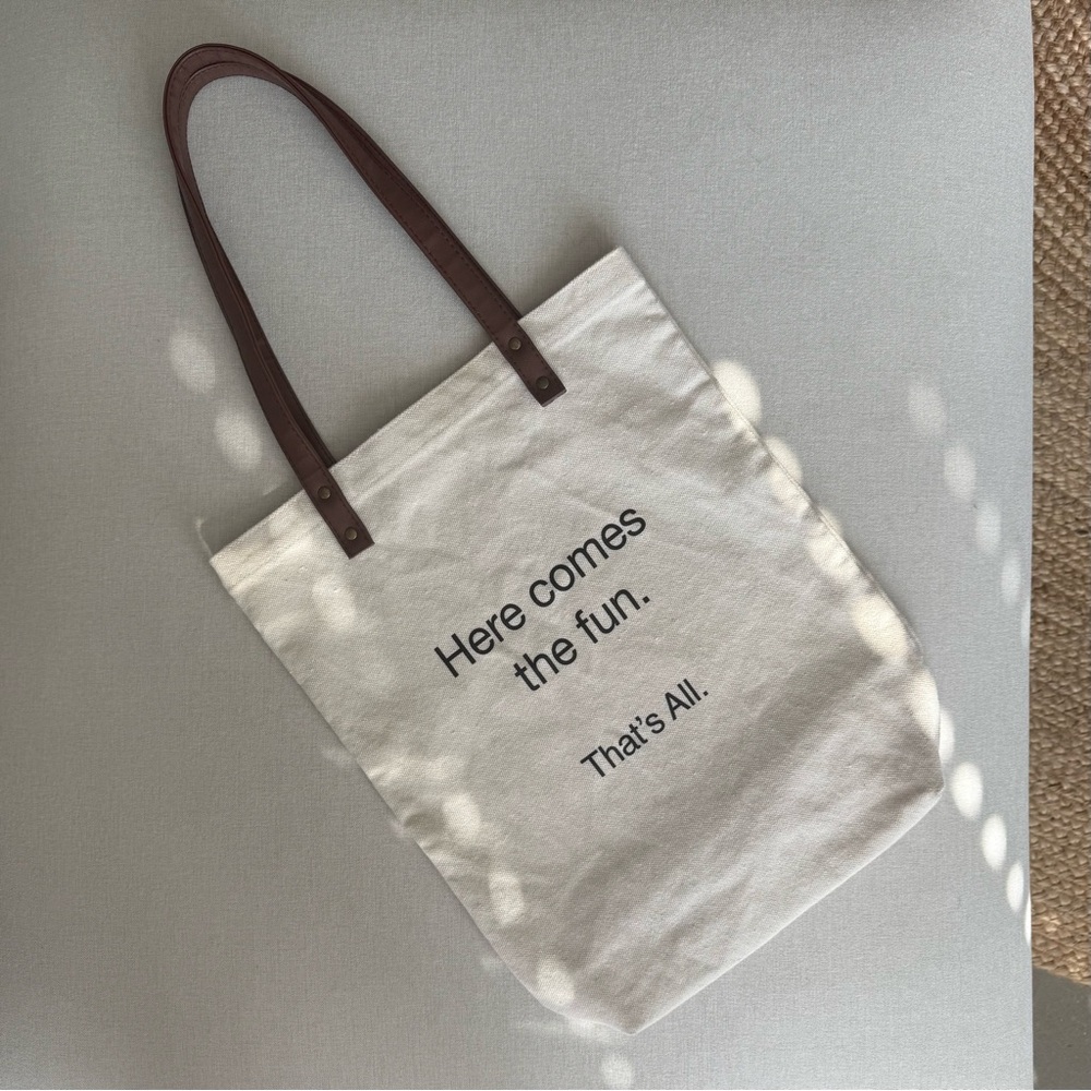 Canvas Tote Bag with Brown Handles
